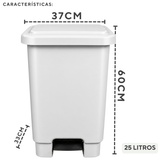 Lixeira Branca 25L Com Pedal