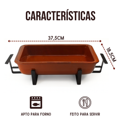 Assadeira barro C/ Suporte ferro