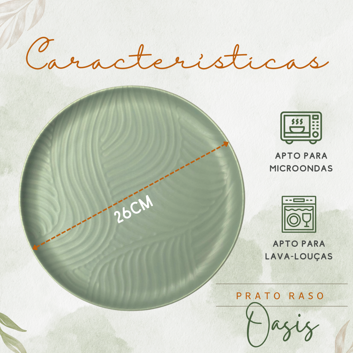 Prato Raso Oasis 26cm Cerâmica - A Gourmet