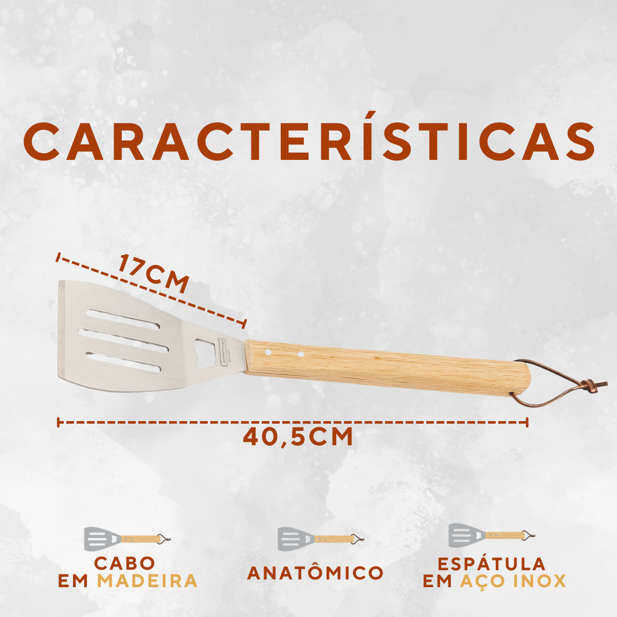 Espatula Churrasco Cabo Madeira