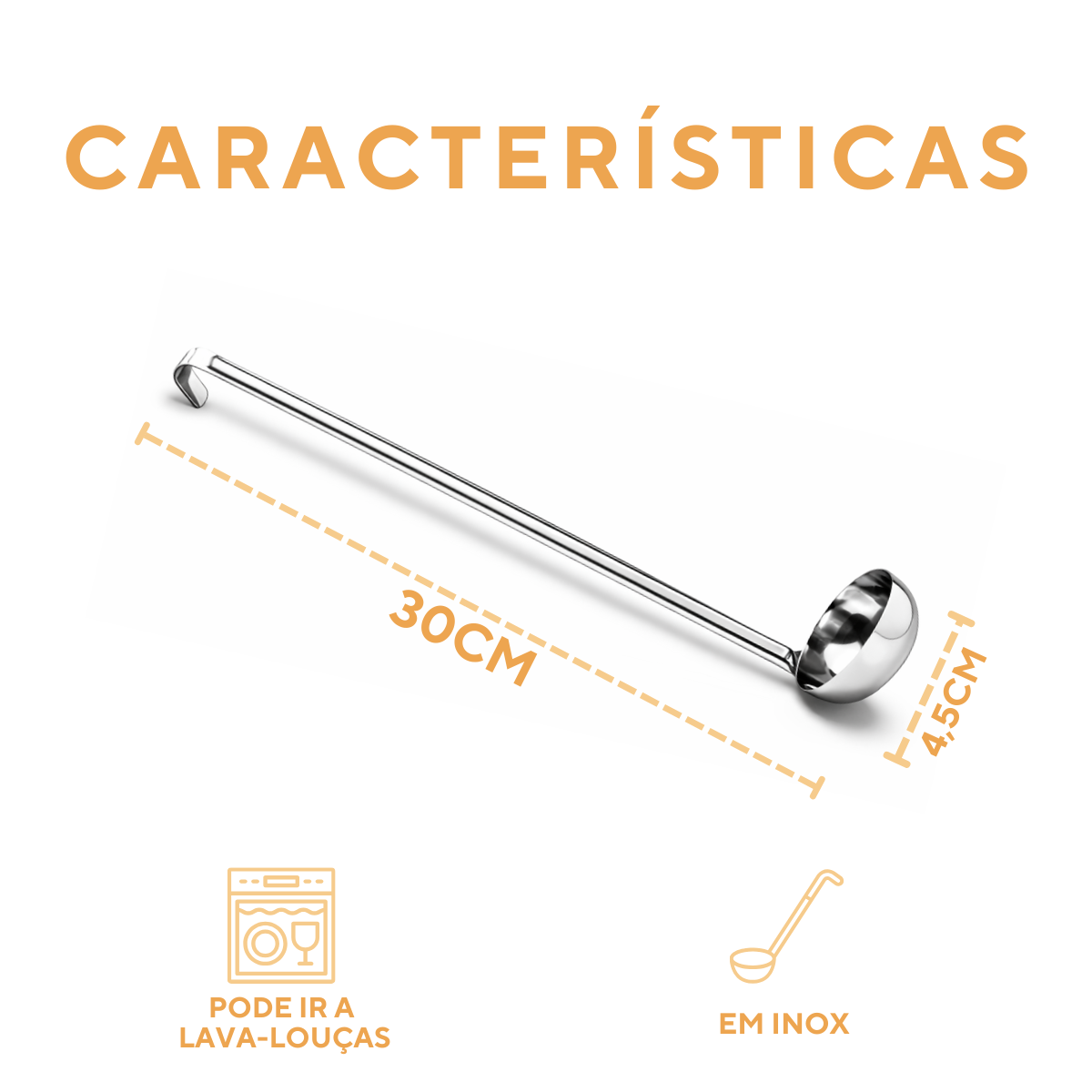 Concha Cabo Longo Aço Inox