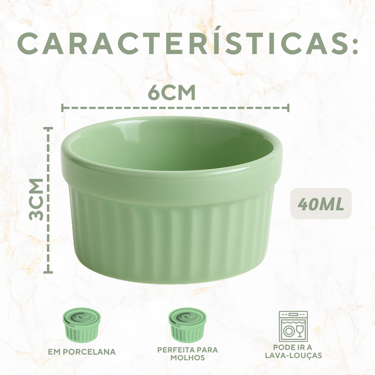 Ramequim Porcelana Verde 40ml