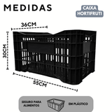 Caixa Hortifruti Vazada 61L em Plástico Resistente Empilhável