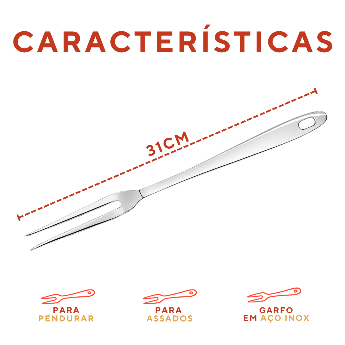 Garfo Trinchante Aço Inox 31cm