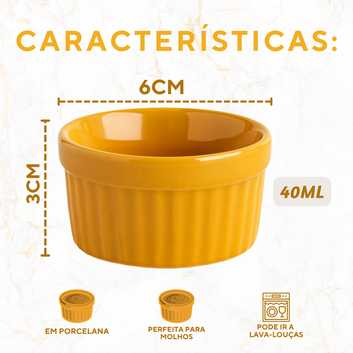 Ramekim Porcelana 40ml Laranja
