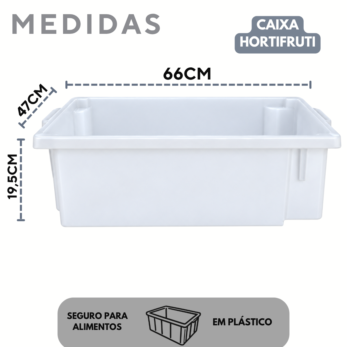Caixa Plástica para Pescados e Frigoríficos 42L Empilhável