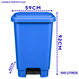 Lixeira com Pedal 100 Litros Azul Lar Plásticos