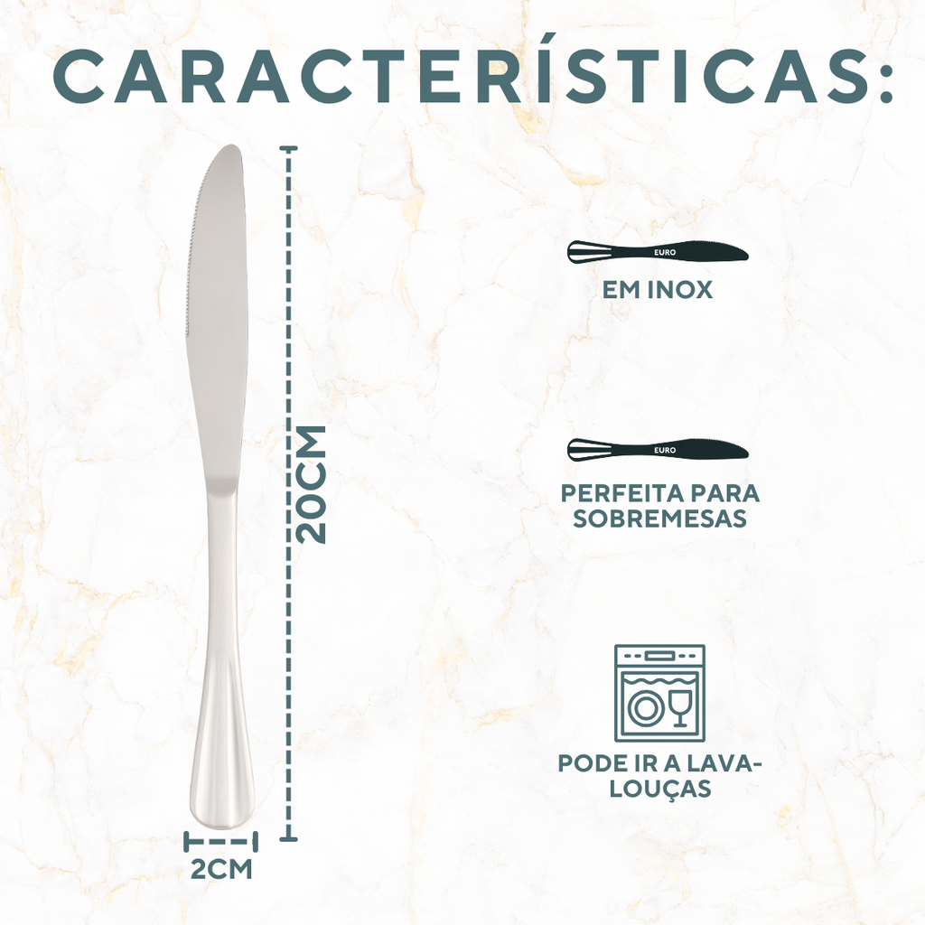 Faca Sobremesa Euro Aço Inox
