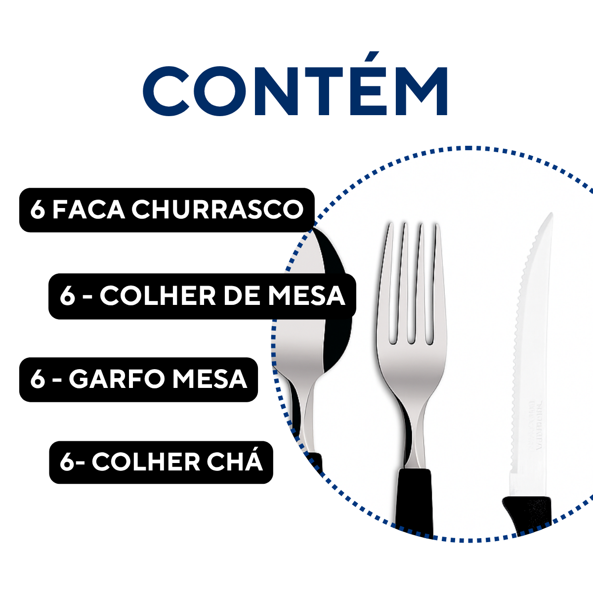 Conjunto faqueiro com pote 24peças azul A Gourmet