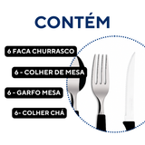 Conjunto faqueiro com pote 24peças azul A Gourmet