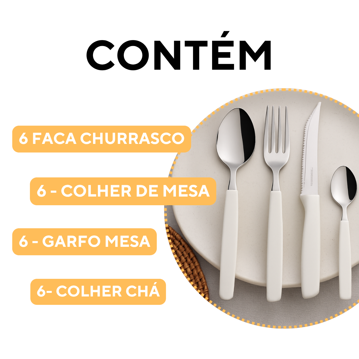 Faqueiro 24Peças Piemonte Branco A Gourmet