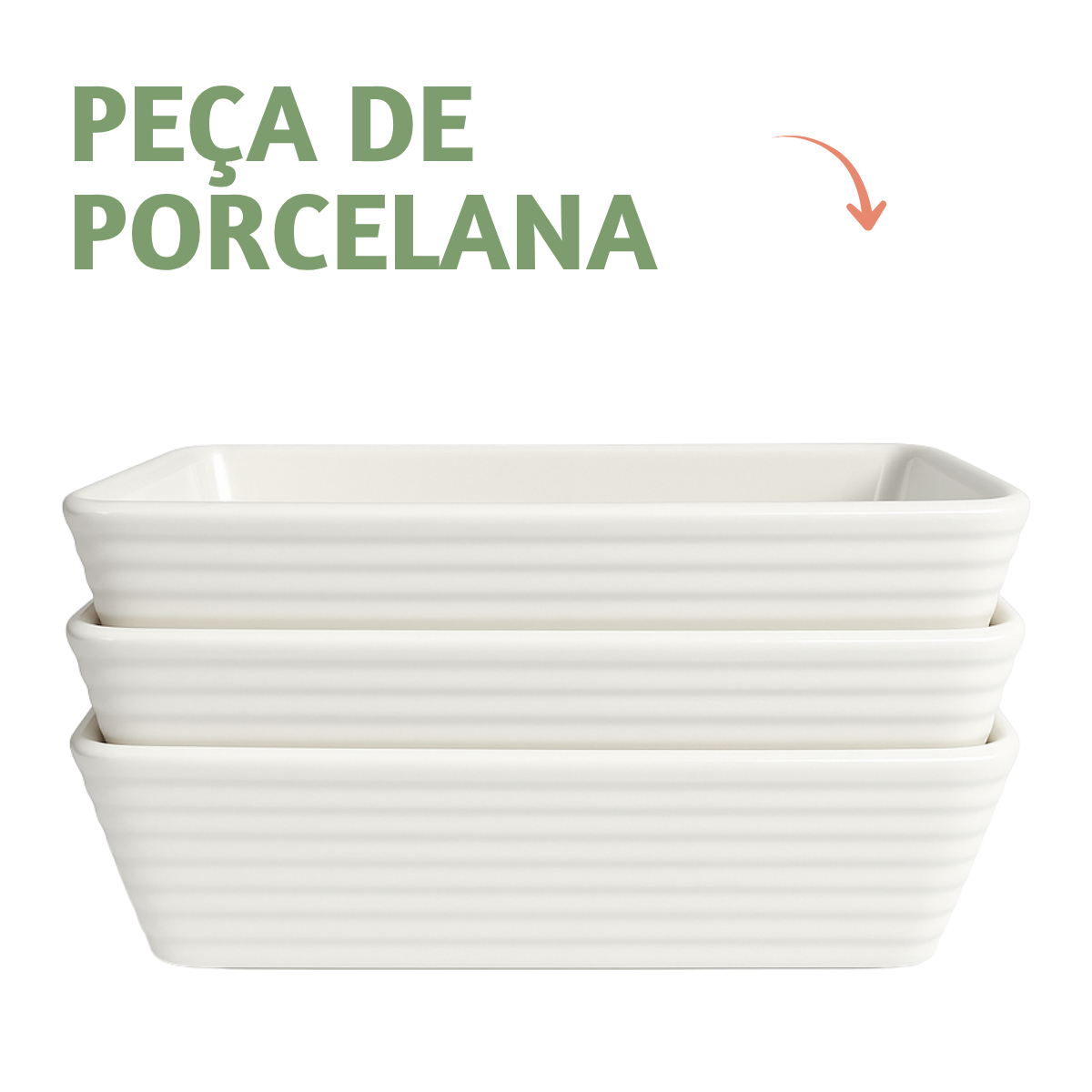 Travessa Porcelana Canelada 800ml