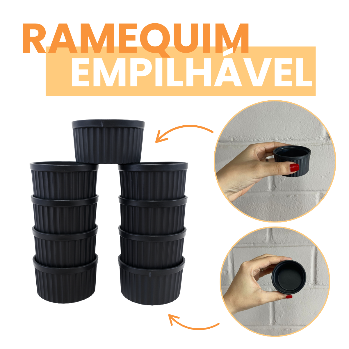 Ramequim Preto de Polipropileno 70ml