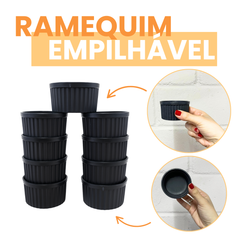 Ramekim Preto Canelado Polipropileno