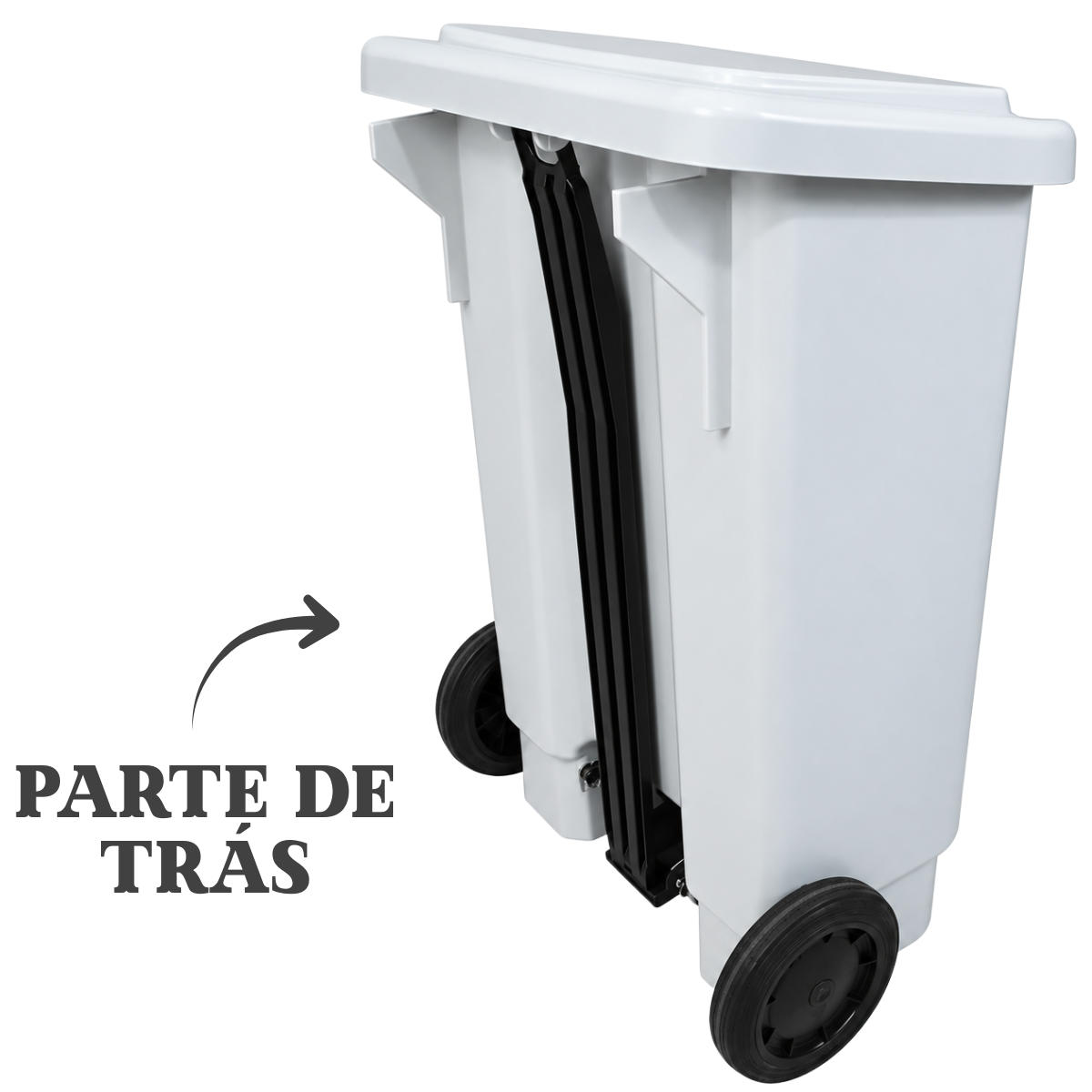 Lixeira C/ Pedal e Rodas 100Litros Branca