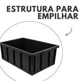 Caixa Organizadora 36L Preta Empilhável em Plástico Resistente