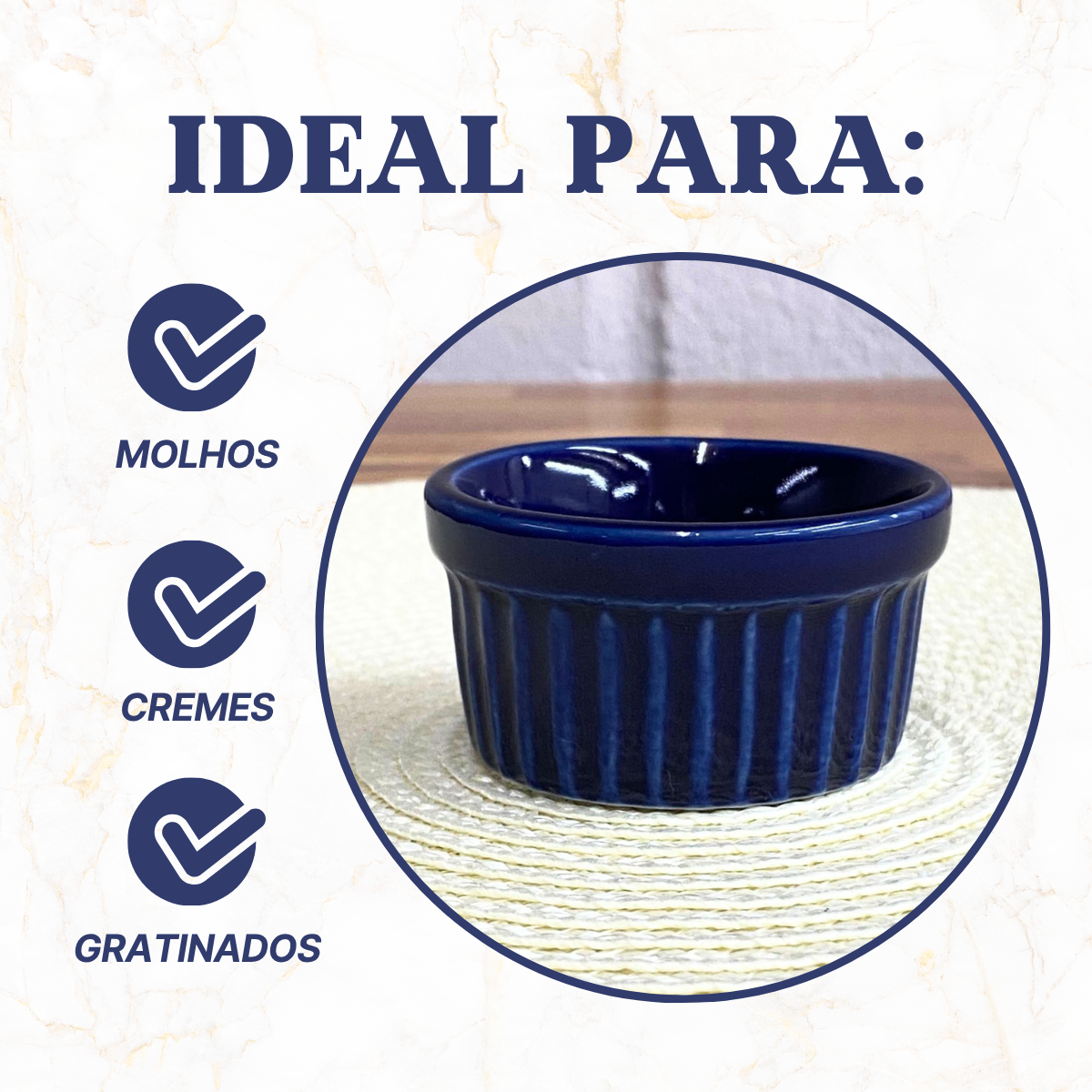 Ramequim Porcelana 40ml Azul