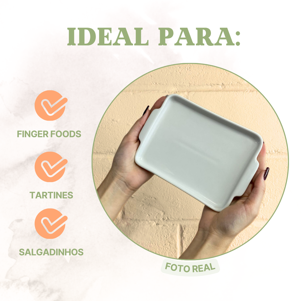 Bandeja Retangular Porcelana