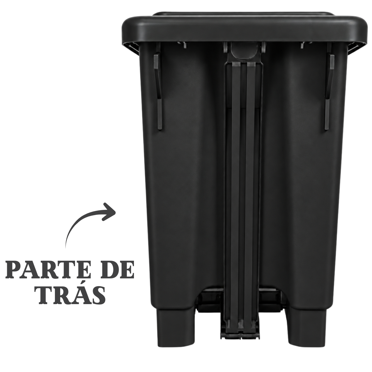 Lixeira Preta Retangular C/Pedal 25L