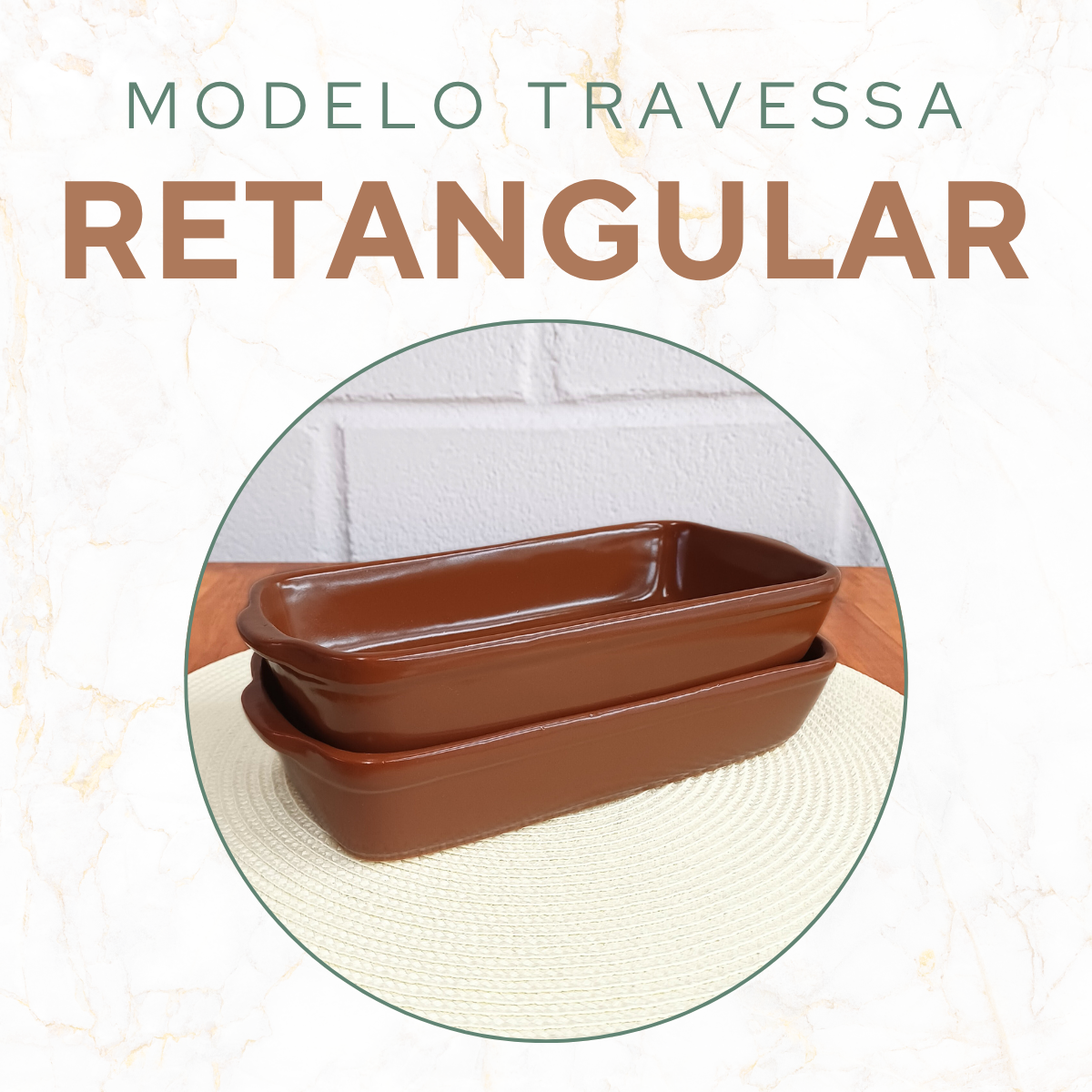 Travessa Retangular Ceramica Refrataria 750ml