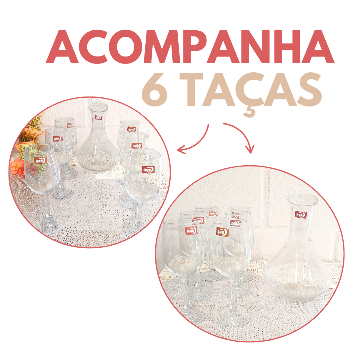 Jogo Decanter 1,7L C/ 6 Taças de Vinho