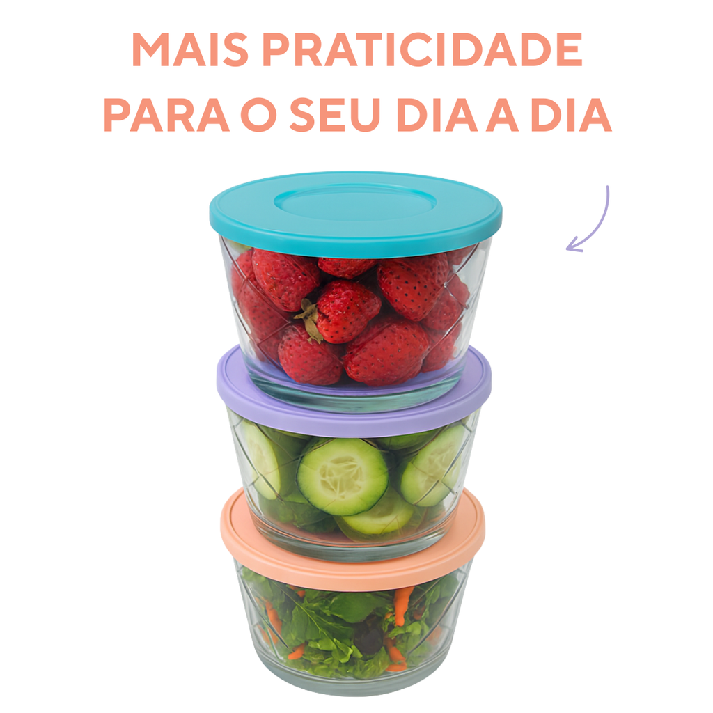 Tigela Vidro 670ml Tampa Sortida