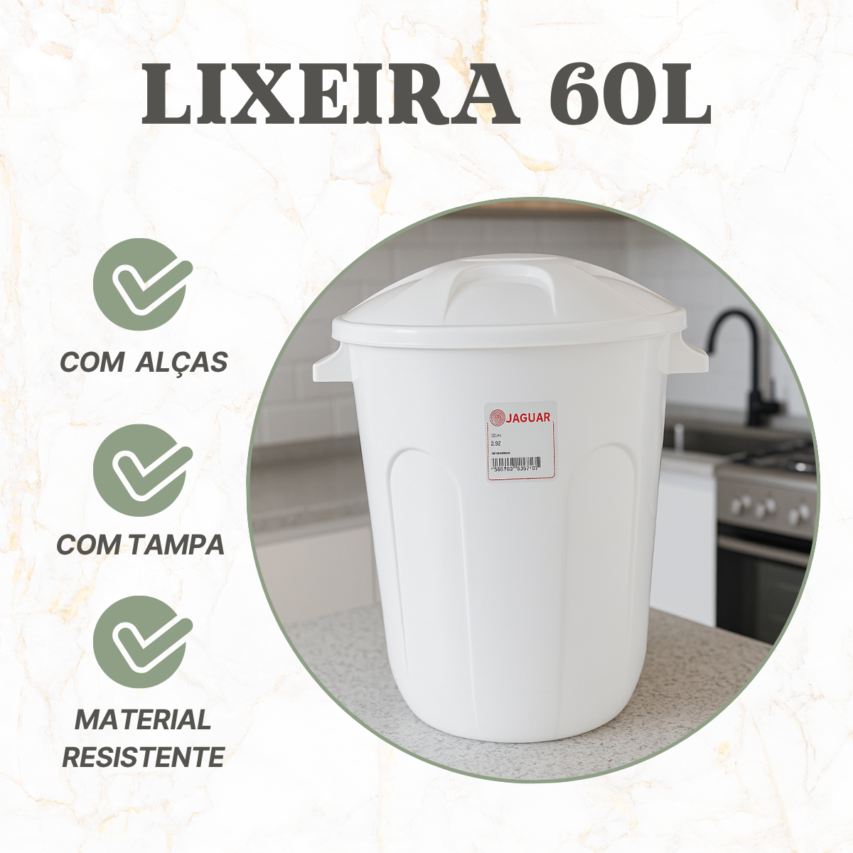 Cesto Com Tampa Basculante 60 Litros