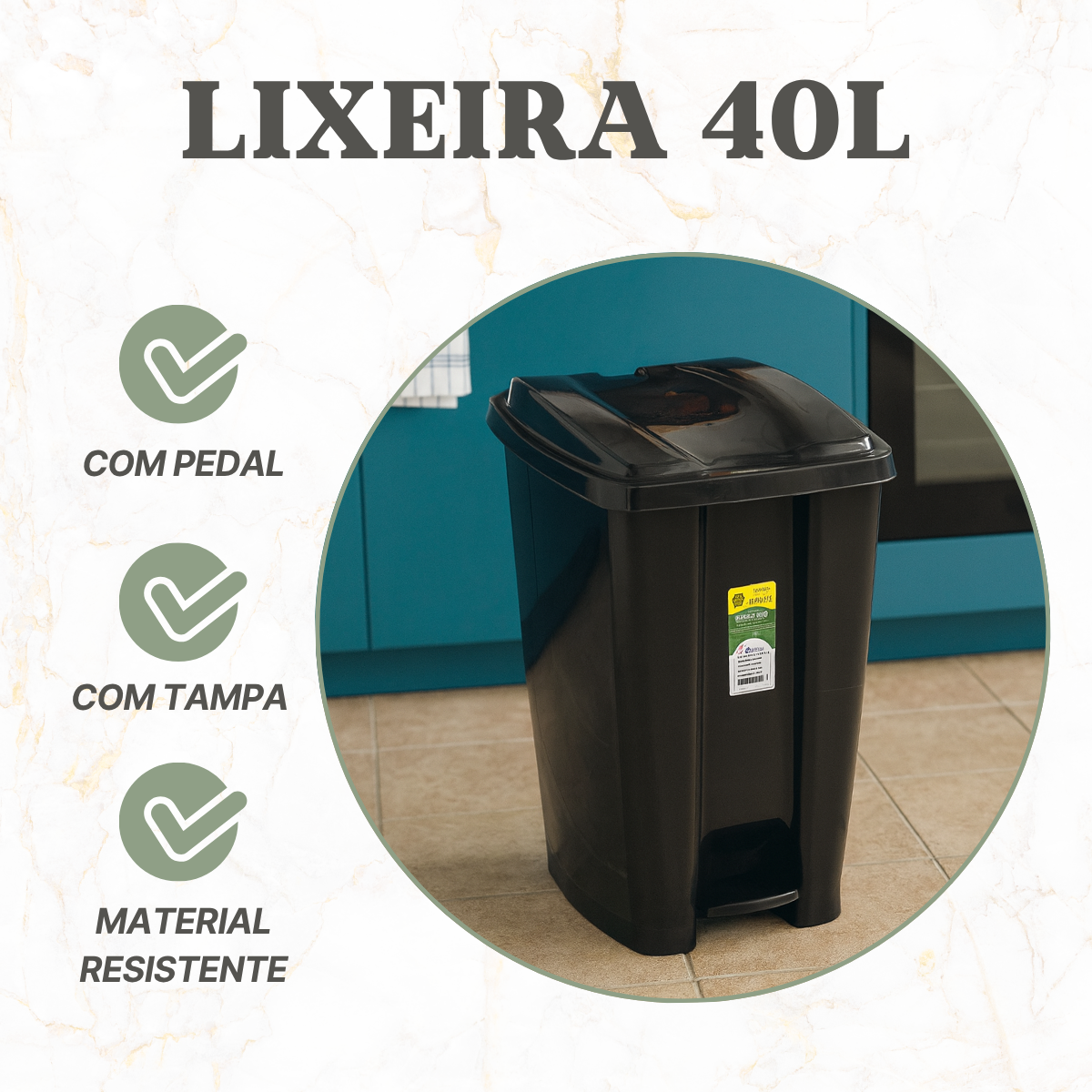 Lixeira Com Pedal 40 Litros Eco Nature