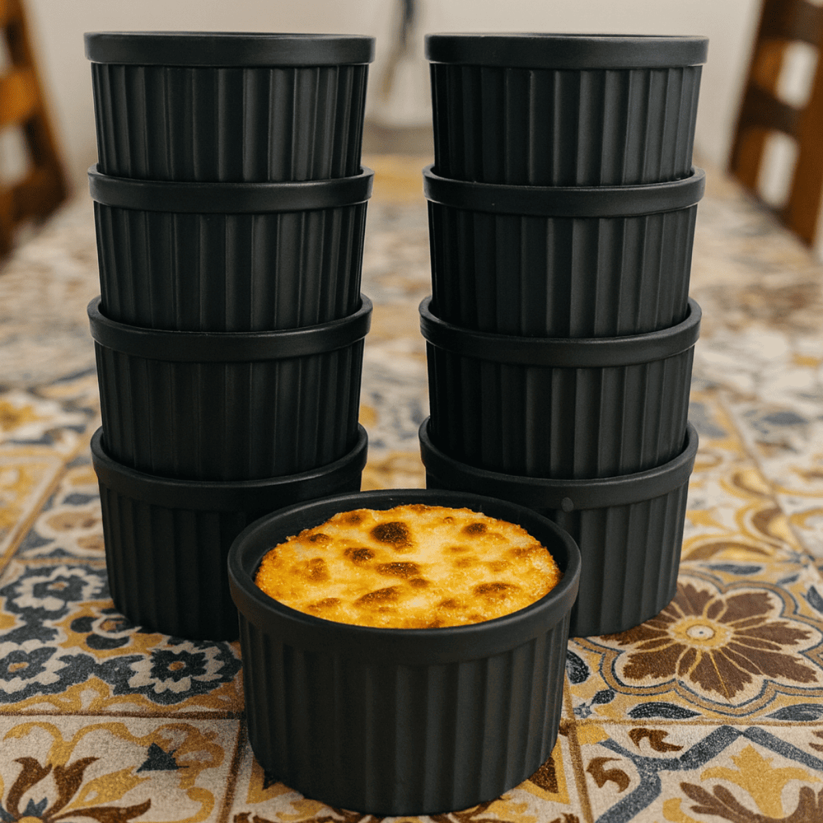 Ramekim Preto Canelado Polipropileno
