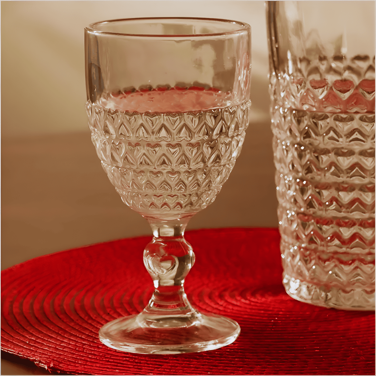 Taça Vidro Água Coração 330ml