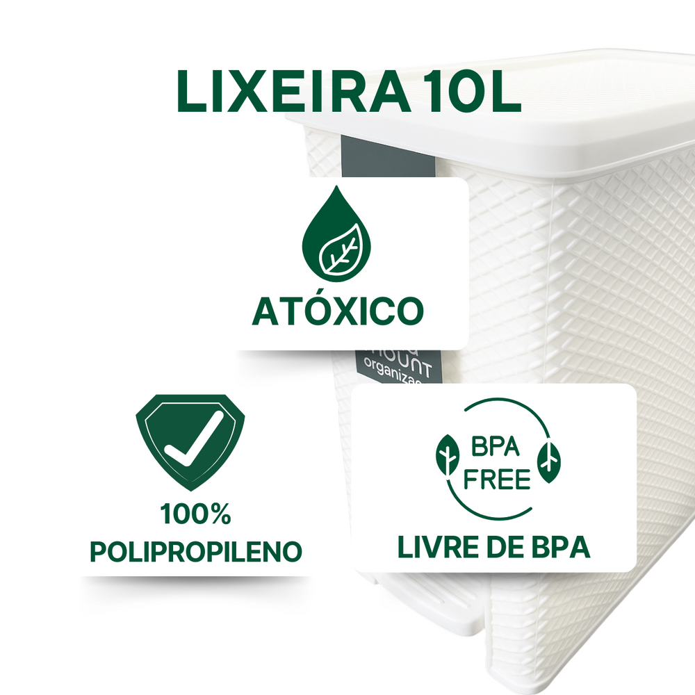Lixeira Com Pedal Branca Linea 10Litros - A Gourmet