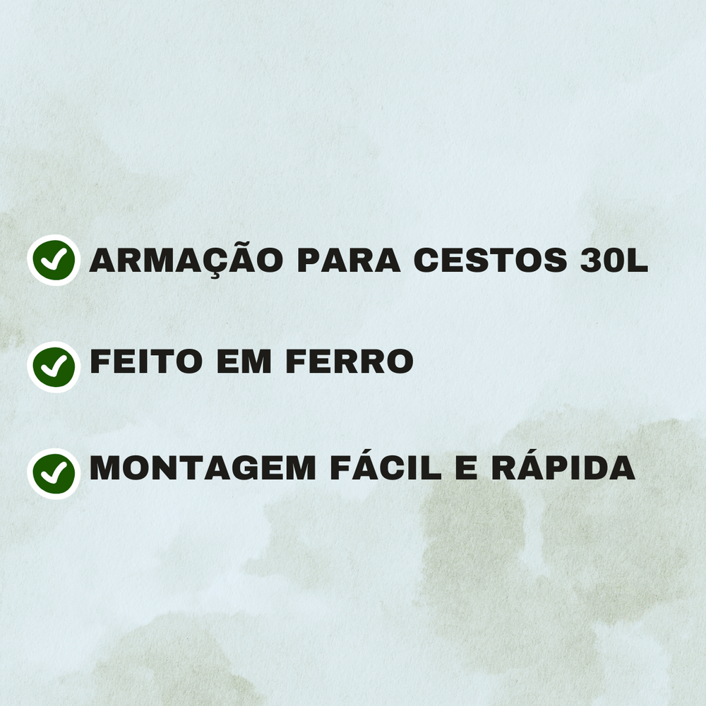 Armação de Cesto Lixeira Ferro 30L - A Gourmet