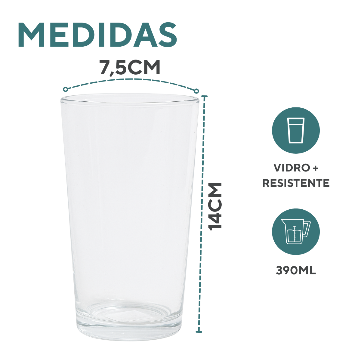 Copo Long Drink 390ml de Vidro