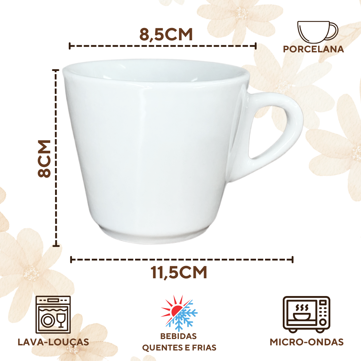 Xicara Segunda Linha 200ml Com Pires Madeira Redondo