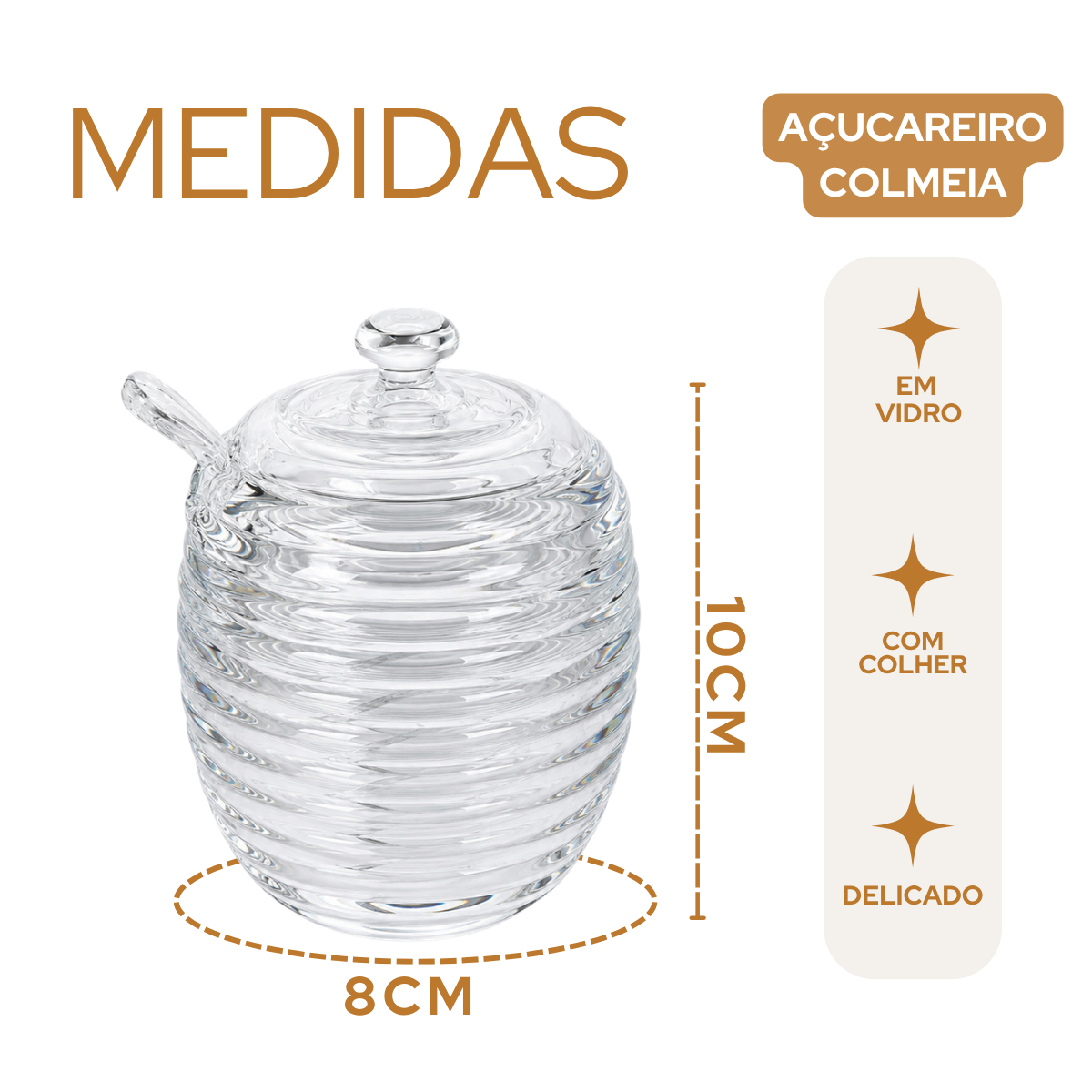 Açucareiro Colmeia C/Colher Vidro