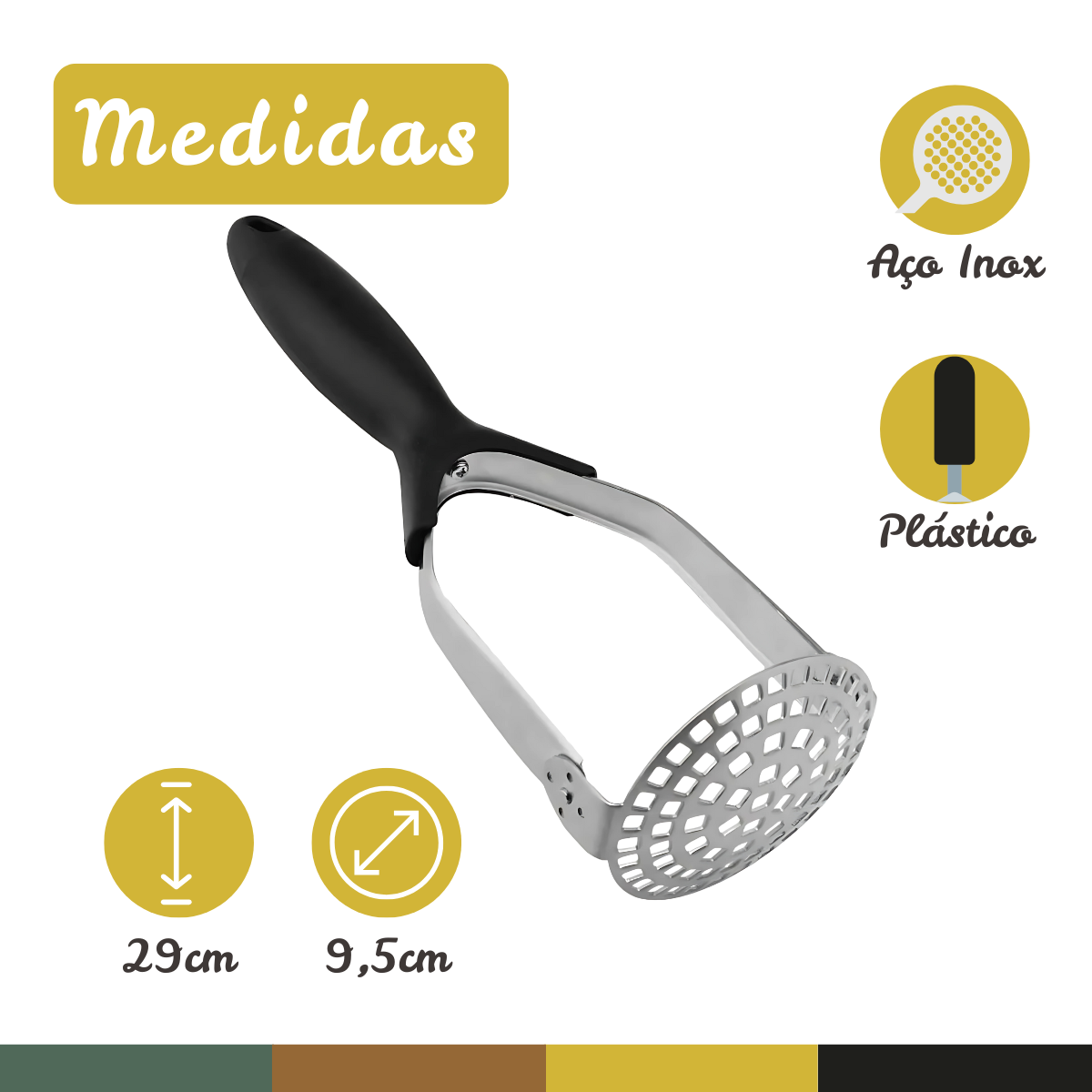Amassador de Batatas Aço Inox - A Gourmet