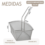 Cesto Bipartido 35cm Fritura Profissional em Arame