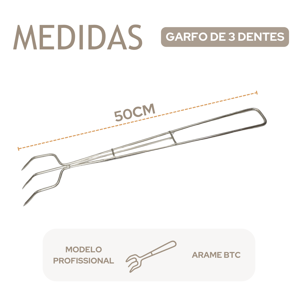 Garfo 3 Dentes 50cm
