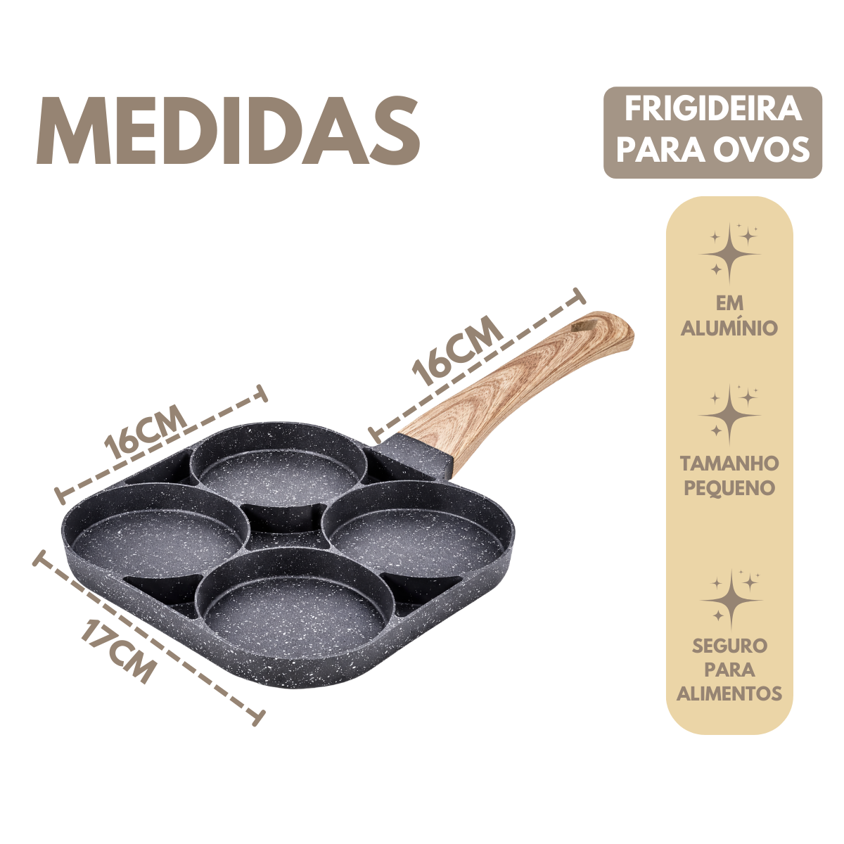 Frigideira 4 Ovos Aluminio Antiaderente