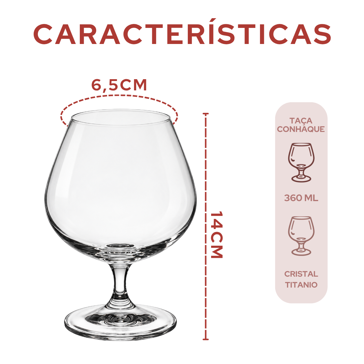 Taça Cristal Titanio Conhaque 360ml
