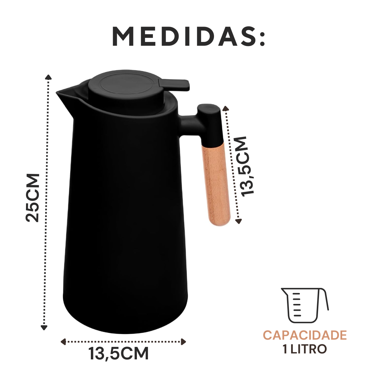 Garrafa Térmica Escandinávia Preta - A Gourmet