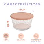 Tigela Vidro 670ml Tampa Sortida