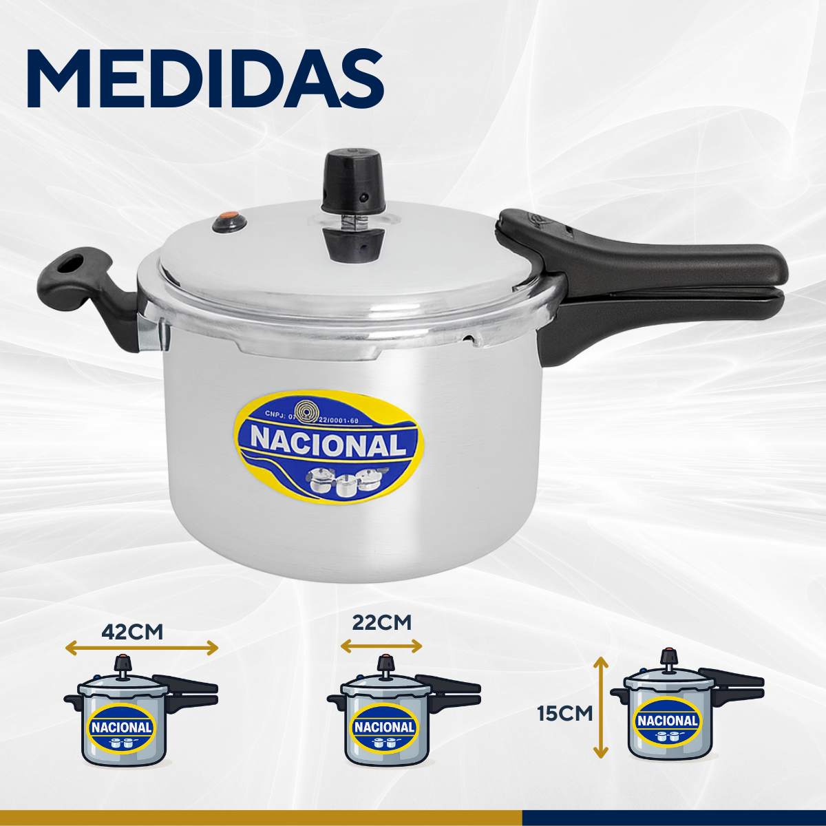 Panela pressão alumínio polido 4,5L