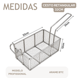 Cesto Fritura Retangular Profissional 32cm