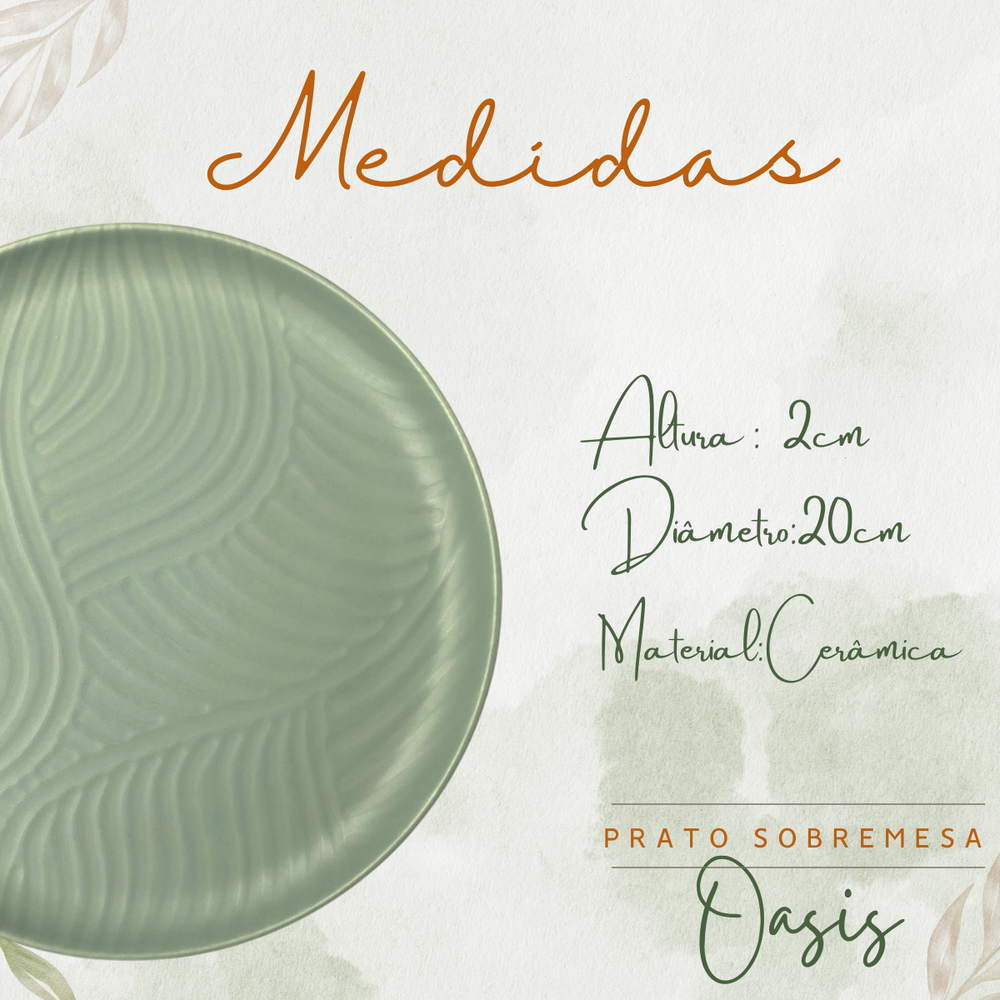 Prato Sobremesa Oasis 20cm Cerâmica - A Gourmet