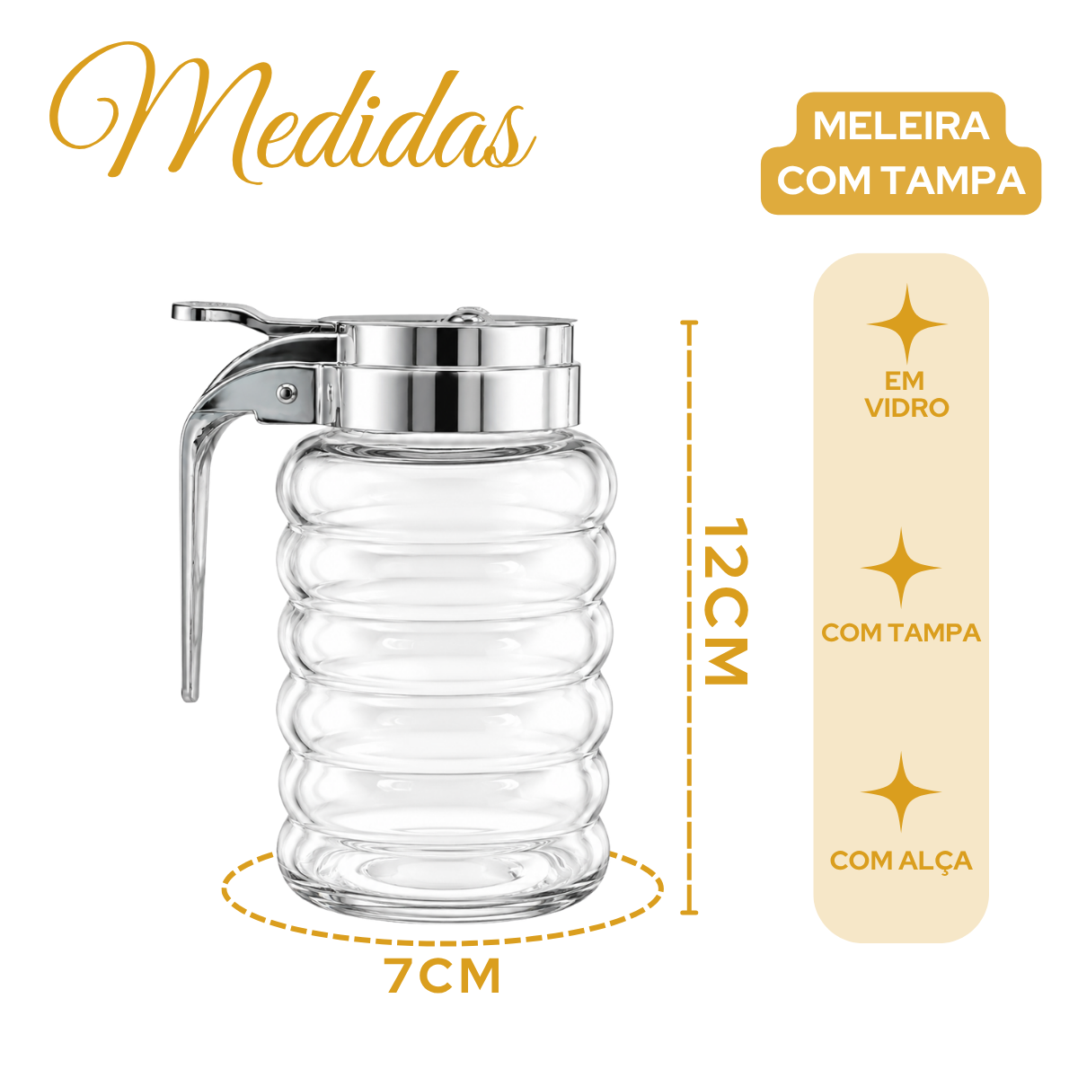 Meleira de Vidro com Tampa 280ml