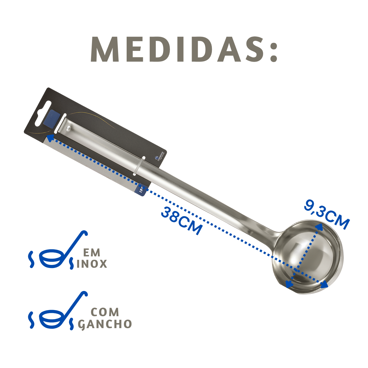 Concha Profissional 38cm Inox Com Gancho
