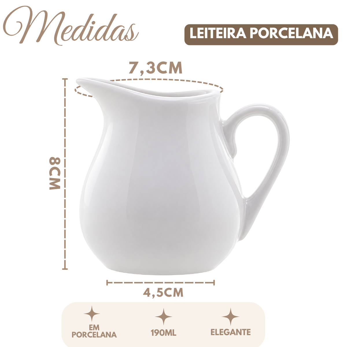 Leiteira De Porcelana Clean Branca 190mL