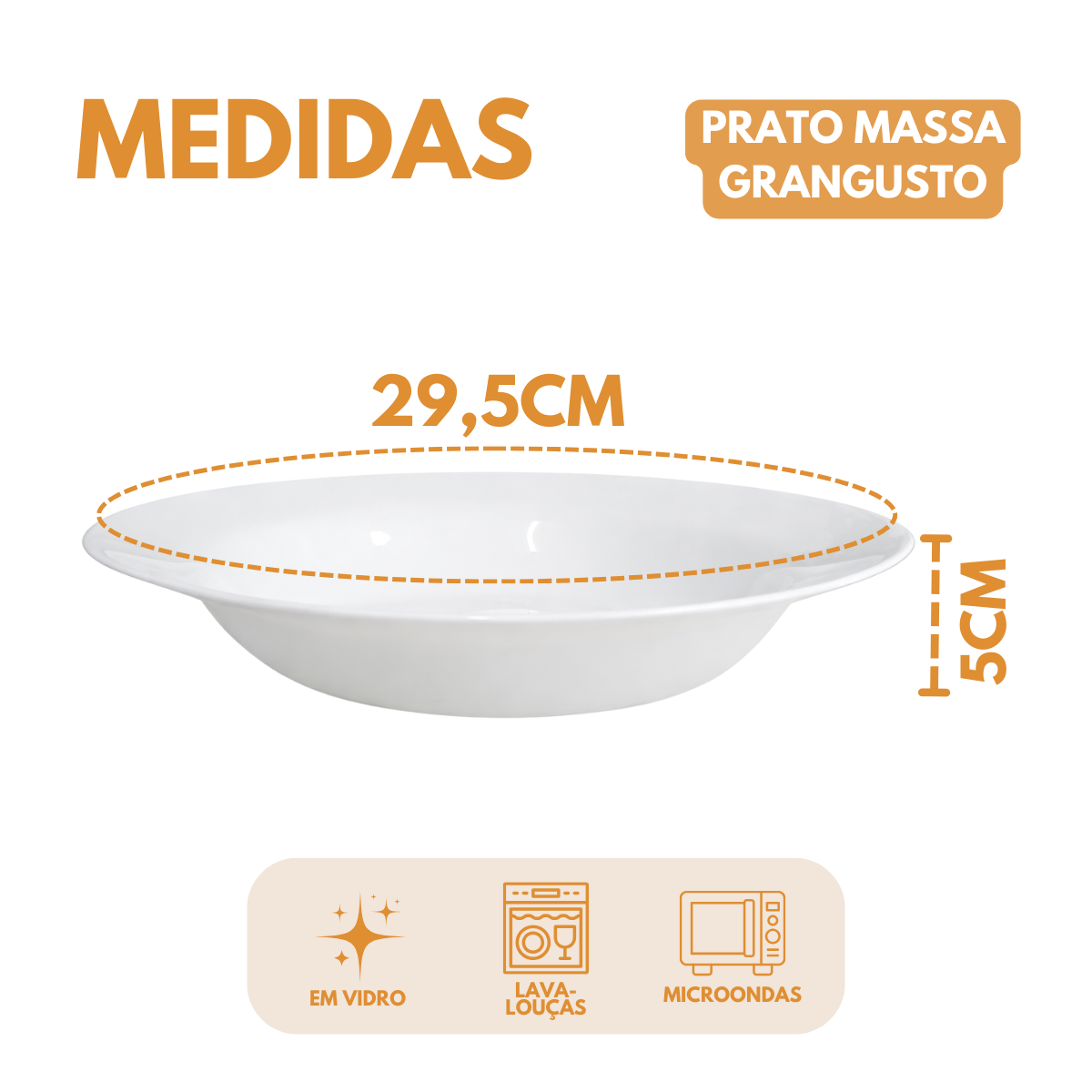 Prato Massa Vidro Temperado 600ml