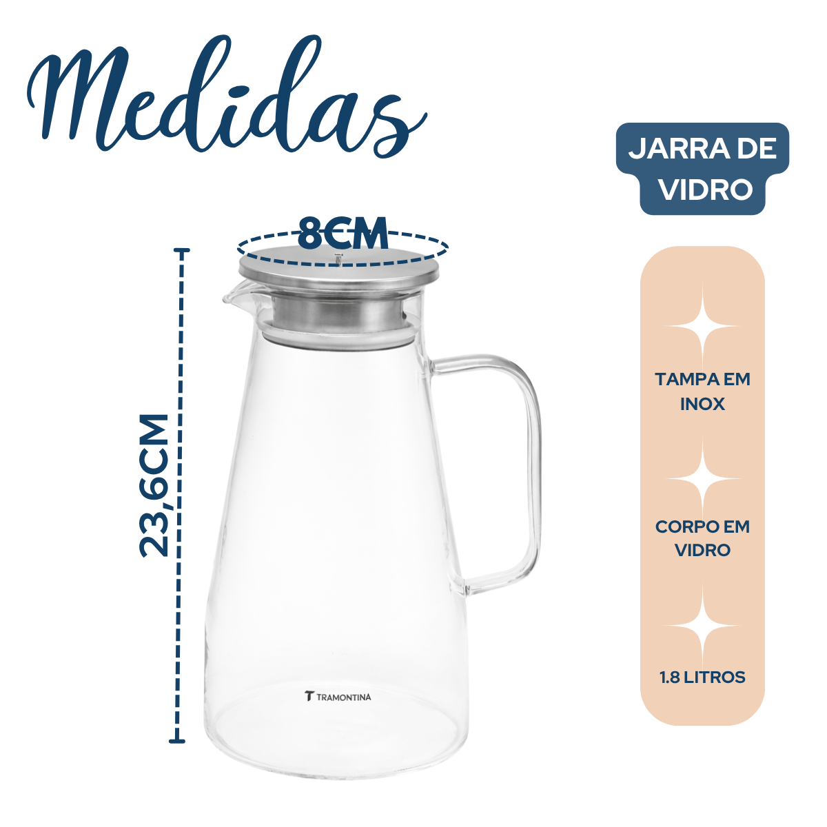 Jarra Vidro Tramontina 1,8L